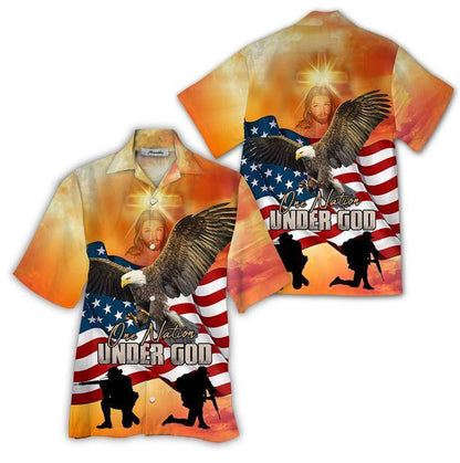 One Nation Under God Background Hawaiian Shirt,Hawaiian Shirt Gift, Christmas Gift