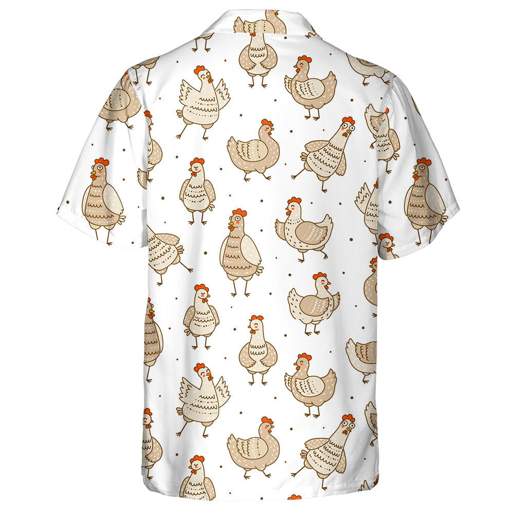 Chicken In Variety Emotions On White Background Hawaiian Shirt, Hawaiian Shirt Gift, Christmas Gift