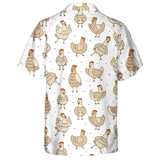 Chicken In Variety Emotions On White Background Hawaiian Shirt, Hawaiian Shirt Gift, Christmas Gift