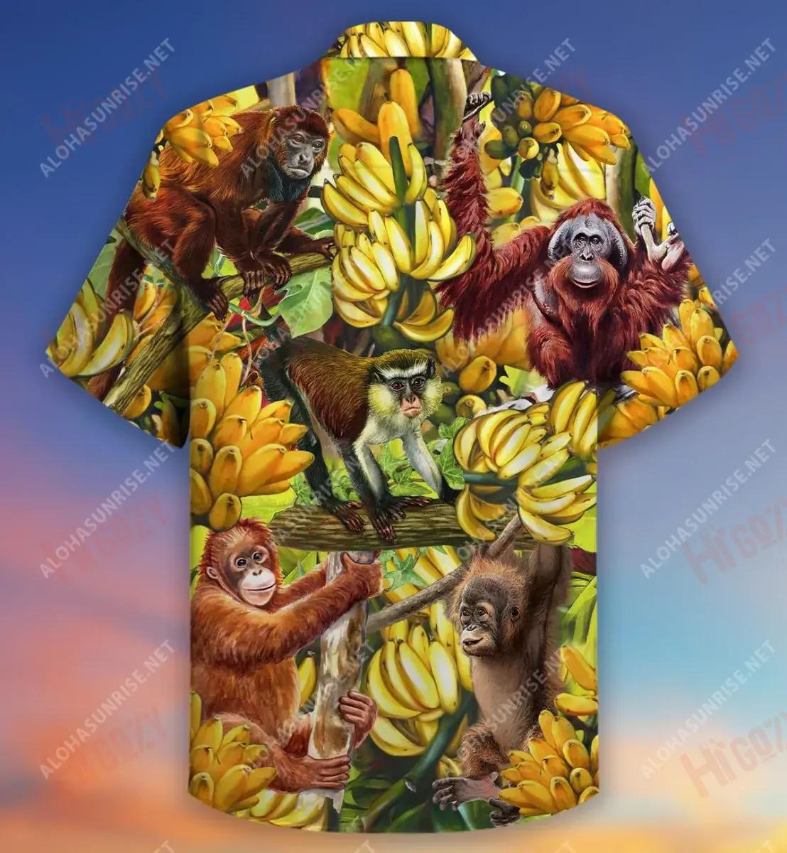 Smile Like A Monkey With A New Banana Unisex Hawaiian Shirt Summer Short Sleeve Hawaiian Crazy Shirts Hawaiian Shirts For Men, Hawaiian Shirt Gift, Christmas Gift