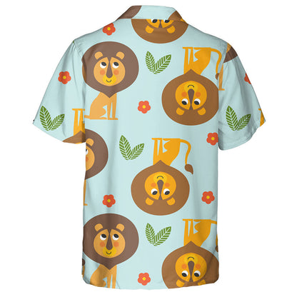 Duilleoga agus Bláthanna Greannmhar Lions Ar Chúlra Gorm Léine Haváís, Bronntanas Léine Haváís, Bronntanas Nollag