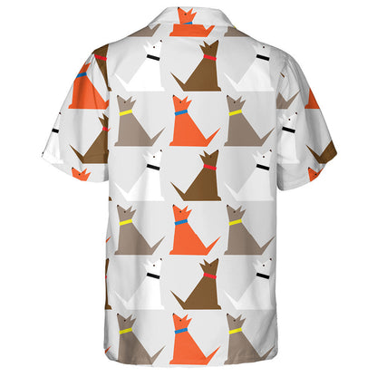 Cartoon Brown Dogs On Gray Background Hawaiian Shirt, Hawaiian For Gift