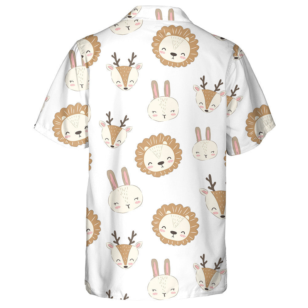 Lion Rabbit And Reindeer On White Background Hawaiian Shirt, Hawaiian Shirt Gift, Christmas Gift