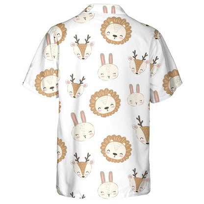 Lion Rabbit And Reindeer On White Background Hawaiian Shirt, Hawaiian Shirt Gift, Christmas Gift