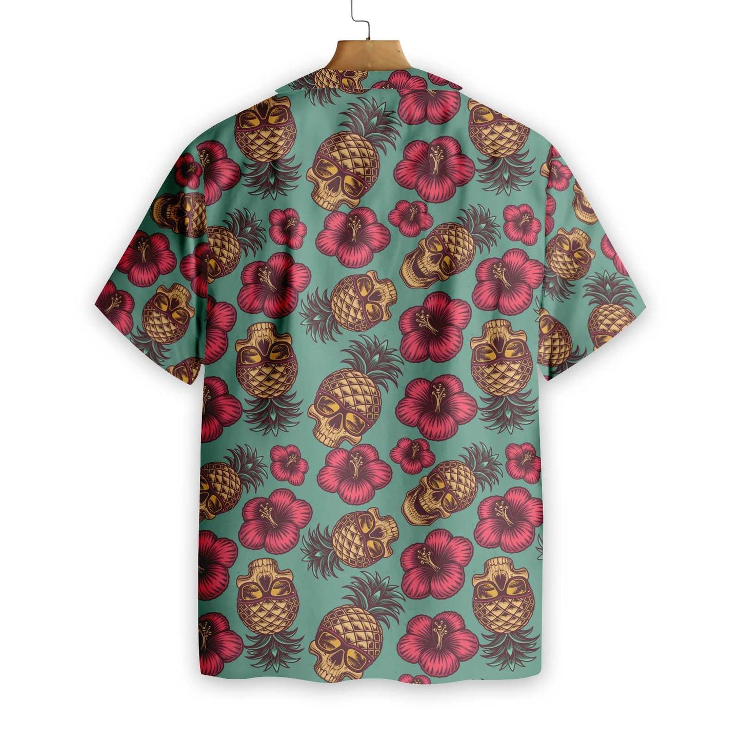 Cadet Blue Design Hawaiian Shirt Retro Pineapple Skull,Hawaiian Shirt Gift, Christmas Gift