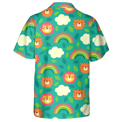 Lion And Tiger With Rainbow And Cloud Hawaiian Shirt, Hawaiian For Gift