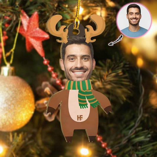 Custom Face Christmas Deer Custom Ornament, Christmas Gift, Christmas Decoration