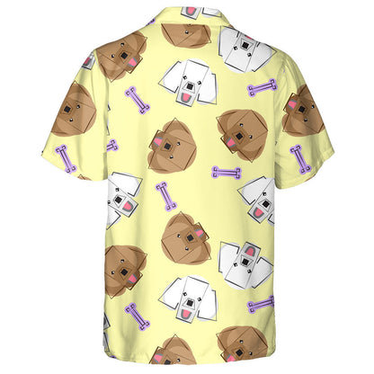 Cartoon Poodle Dog On Yellow Dog Icons Hawaiian Shirt, Hawaiian Shirt Gift, Christmas Gift