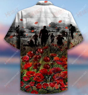 Amazing Remembrance Poppy Short Sleeve Shirt Ocean Tropical Shirts Custom Hawaiian Shirts Hawaiian Shirts For Women, Hawaiian Shirt Gift, Christmas Gift