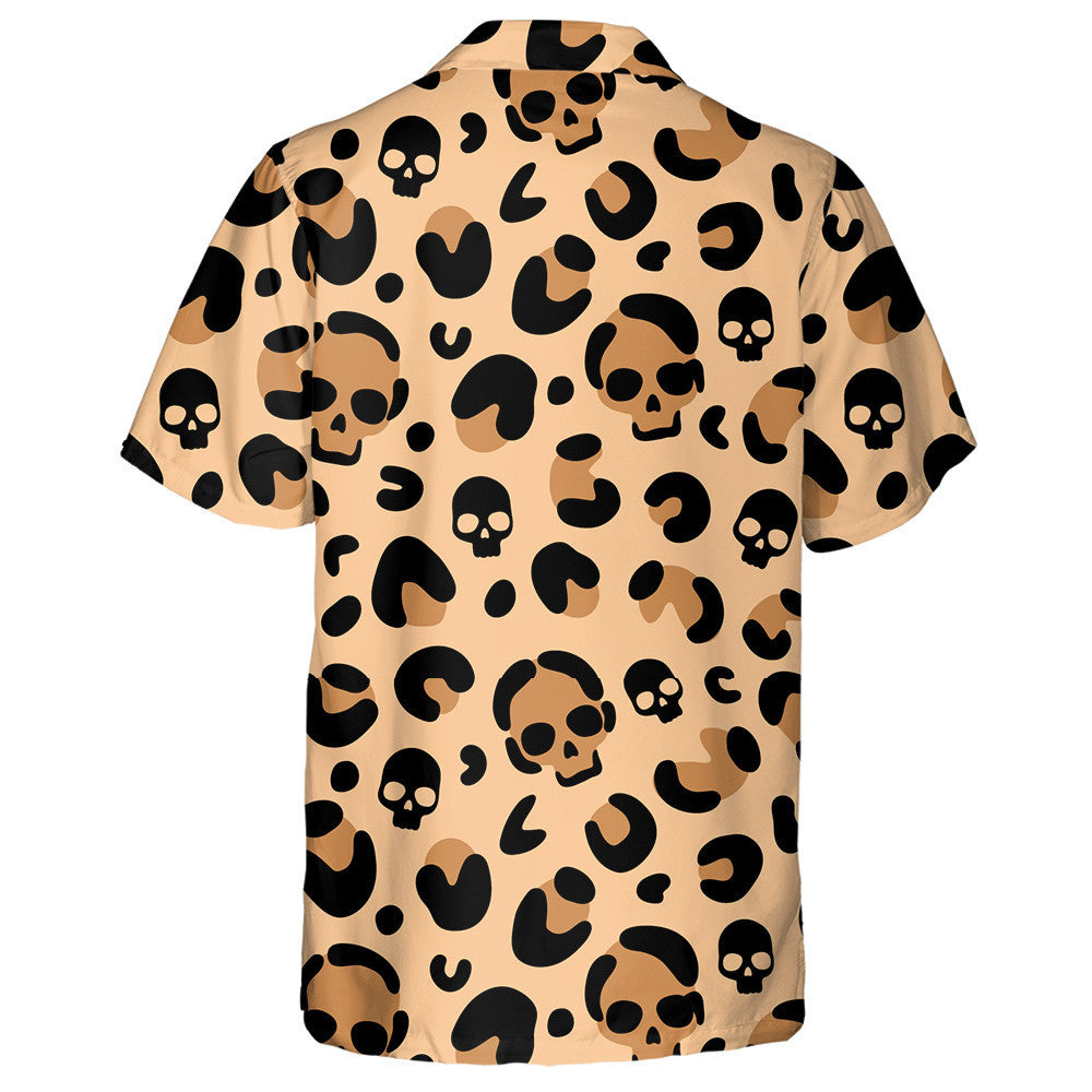 Camouflage Leopard With Skull On Beige Background Hawaiian Shirt, Hawaiian Shirt Gift, Christmas Gift
