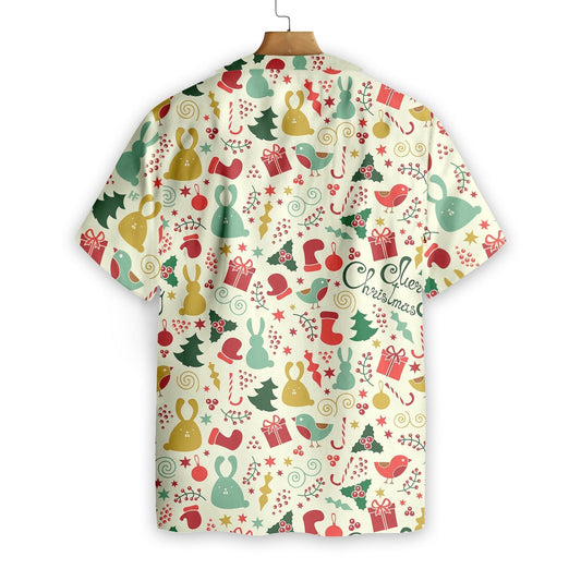 Merry Christmas On White Background Pattern Hawaiian Shirt,Hawaiian Shirt Gift, Christmas Gift
