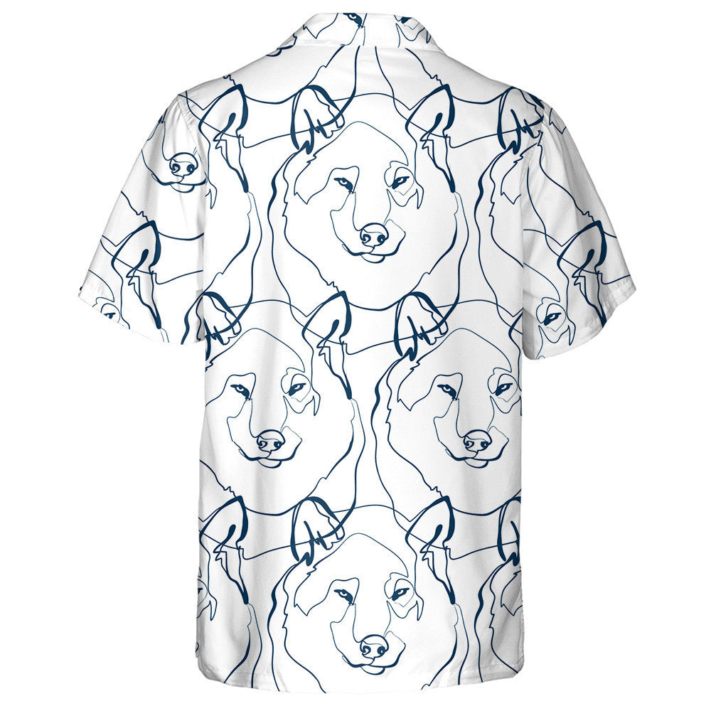 Líne Ealaíne Ainmhithe Aghaidh Of Mac Tíre Ar Léine Bán Haváís, Bronntanas Léine Haváís, Bronntanas Nollag