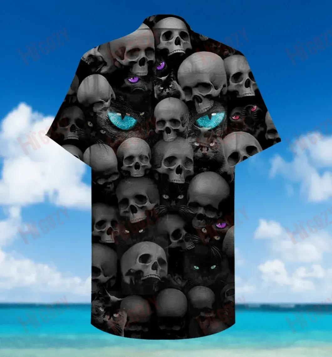 Is breá le Cait Cloigeann Léine Muinchille Gearr Unisex Caitheamh aimsire Léinte Haváíais Oirbheartaíochta Léine Haváís Patrún Léine Haváíais, Bronntanas Léine Haváís, Bronntanas Nollag