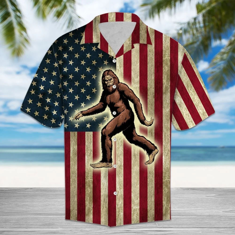 Siúlóid Chois Mhór Iontach Ar Phatrún Bratach Mheiriceá Léine Haváís, Bronntanas Léine Haváíais, Bronntanas Nollag