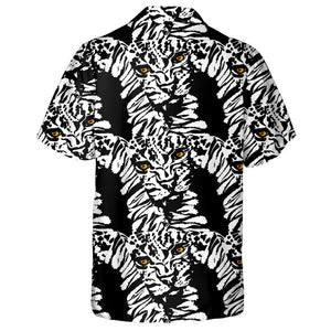 Wild African Leopard Ink Brush Strokes Hawaiian Shirt, Hawaiian Shirt Gift, Christmas Gift