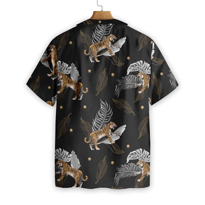 Nice Tiger With Palm Leaves Design Hawaiian Shirt,Hawaiian Shirt Gift, Christmas Gift