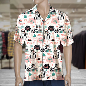 Cute Cat Say Meow Activities Of A Day Pattern Hawaiian Shirt, Hawaiian Shirt Gift, Christmas Gift