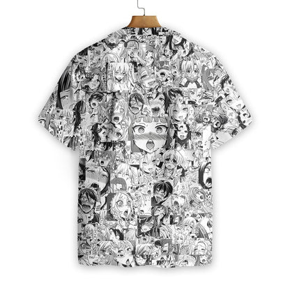 Black And White Agehao Pattern Hawaiian Shirt, Hawaiian For Gift