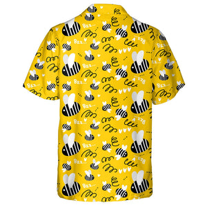 Flying Bees On A Yellow Background Hawaiian Shirt,Hawaiian Shirt Gift, Christmas Gift