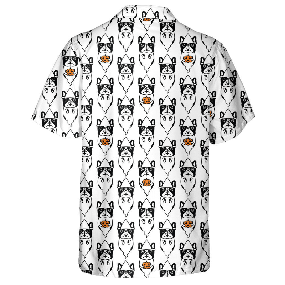 Halloween Bulldog Puppy Spooky Pumpkin Cartoon Hawaiian Shirt, Hawaiian Shirt Gift, Christmas Gift