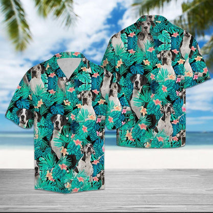 Great Dane Tropical Forest Design Hawaiian Shirt,Hawaiian Shirt Gift, Christmas Gift