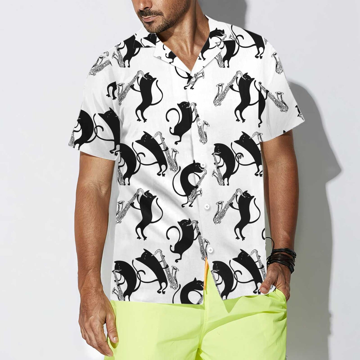 Cool Cats Play Saxophone Hawaiian Shirt,Hawaiian Shirt Gift, Christmas Gift