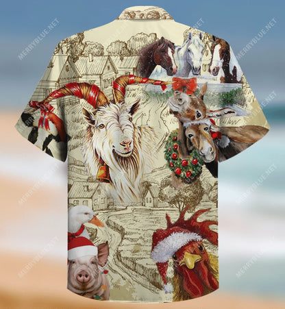Christmas Begins On The Farm Design Hawaiian Shirt, Hawaiian For Gift