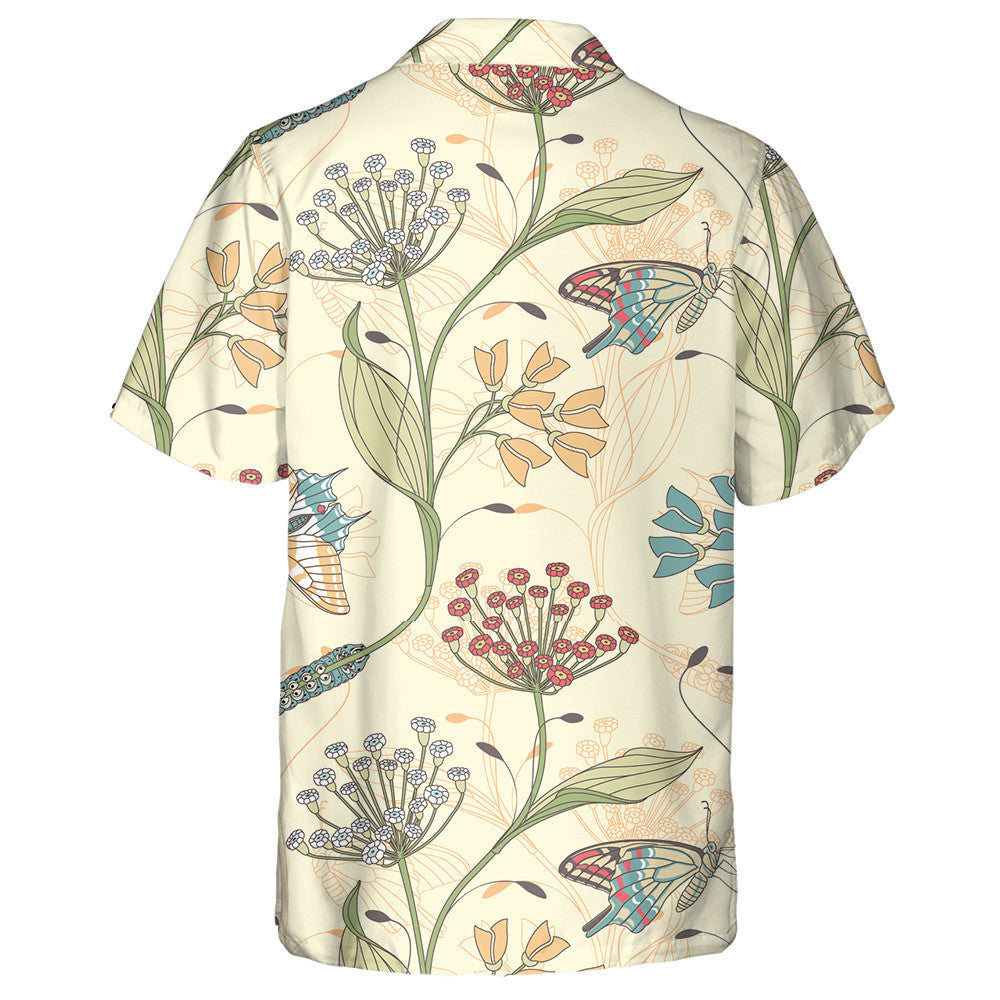 Féileacáin agus Bláthanna Lámhtharraingthe ar Chúlra Buí Léine Haváí, Bronntanas Léine Haváíais, Bronntanas Nollag