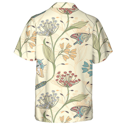 Féileacáin agus Bláthanna Lámhtharraingthe ar Chúlra Buí Léine Haváí, Bronntanas Léine Haváíais, Bronntanas Nollag