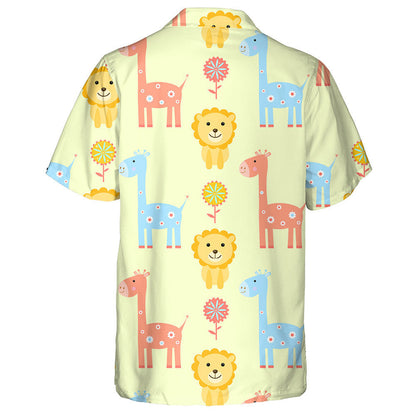 Colorful Cute Giraffe And Lion With Flower Hawaiian Shirt, Hawaiian Shirt Gift, Christmas Gift