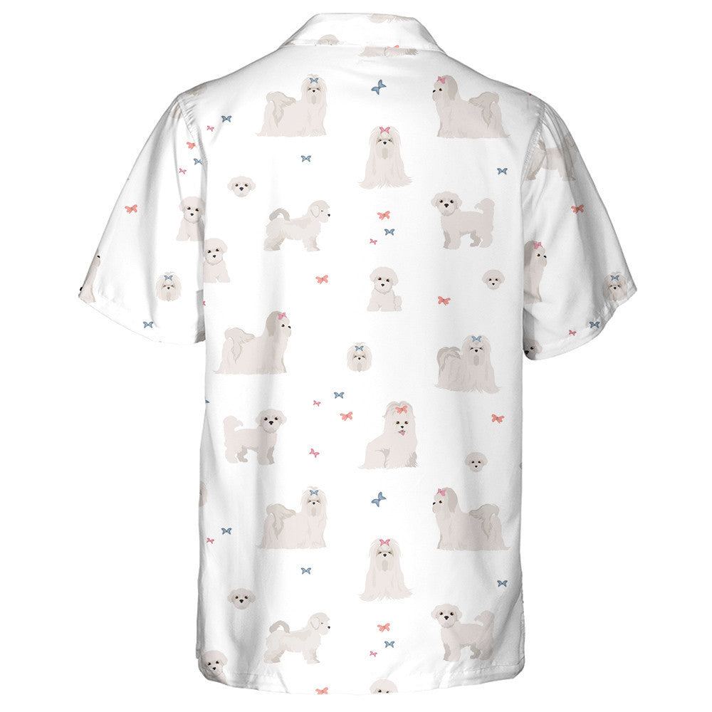 Maltese Dogs In Different Poses On White Hawaiian Shirt, Hawaiian Shirt Gift, Christmas Gift