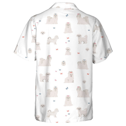 Maltese Dogs In Different Poses On White Hawaiian Shirt, Hawaiian Shirt Gift, Christmas Gift