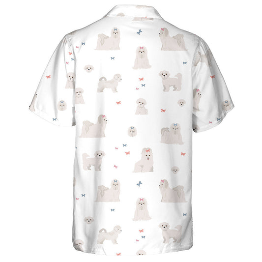 Maltese Dogs In Different Poses On White Hawaiian Shirt, Hawaiian Shirt Gift, Christmas Gift