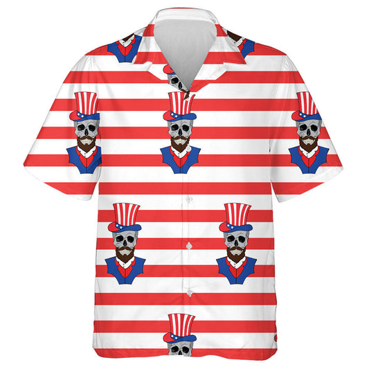 Skulls Oíche Shamhna Lochlannach Le Féasóg I Léine Haváí Meiriceánach Hat, Bronntanas Léine Haváís, Bronntanas Nollag