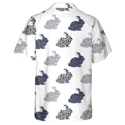 Hand Drawn Abstract Silhouette Bunny With Leopards Hawaiian Shirt, Hawaiian Shirt Gift, Christmas Gift