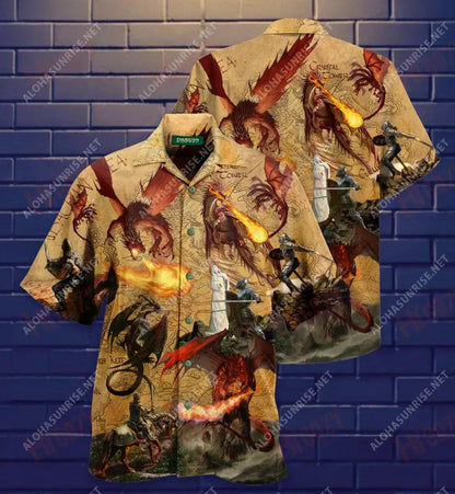 Troid Liom Má Leomhann Tú Léine Dragon Gearr-Léine Haváí Muinchille Samhraidh Léinte Crazy Léinte Greannmhar Haváís, Bronntanas Léine Haváís, Bronntanas Nollag