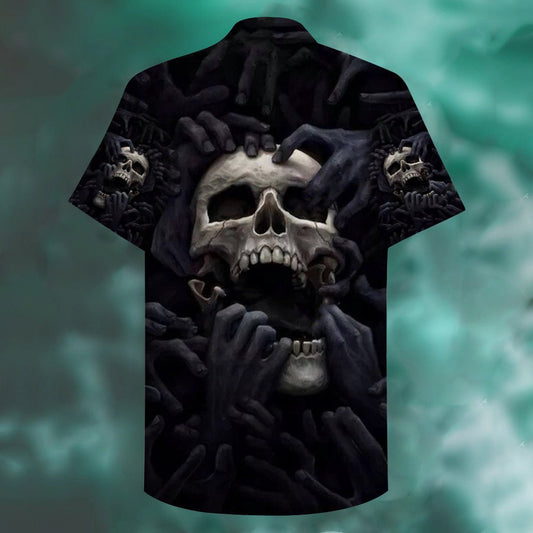 Amazing Dark Skull Tropical Background Design Hawaiian Shirt,Hawaiian Shirt Gift, Christmas Gift