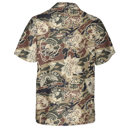Retro Canada Stickers Camouflage Background Pattern Hawaiian Shirt,Hawaiian Shirt Gift, Christmas Gift