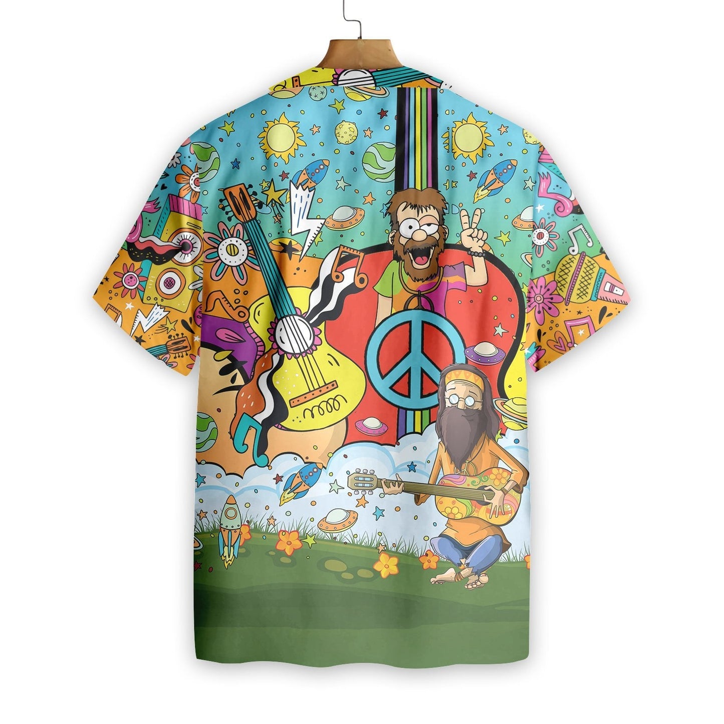 What Is Hippie Funny Guitar Pattern Hawaiian Shirt, Hwaiian For Gift