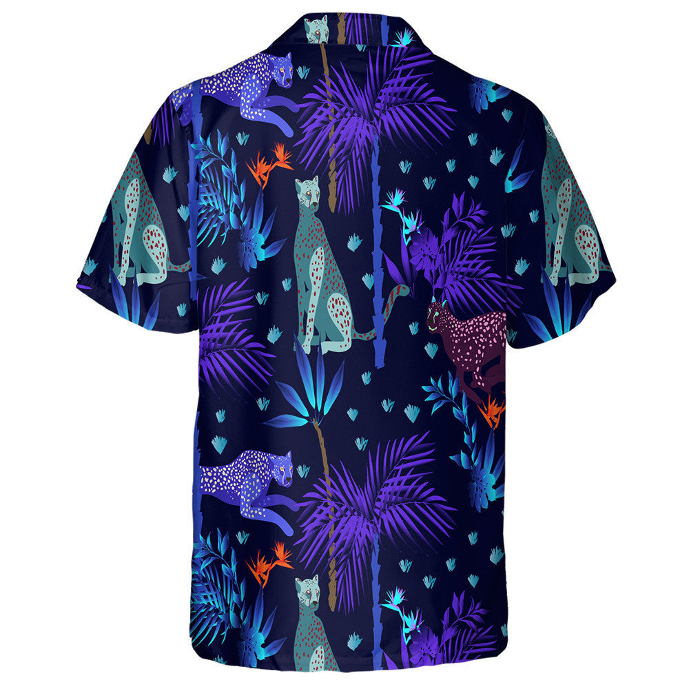 Fantasy Leopard Animals With Night Tropical Hawaiian Shirt,Hawaiian Shirt Gift, Christmas Gift