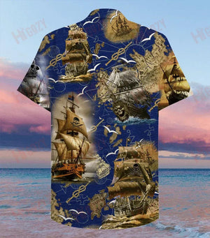 Amazing Pirate Ship Hawaiian Shirt Ocean Short Sleeve Best Hawaiian Shirts Hawaiian Shirts For Women, Hawaiian Shirt Gift, Christmas Gift