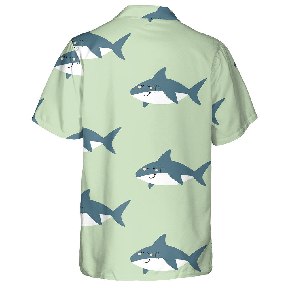 Undersea Creatures Pattern With Cute Cartoon Shark Hawaiian Shirt, Hawaiian Shirt Gift, Christmas Gift