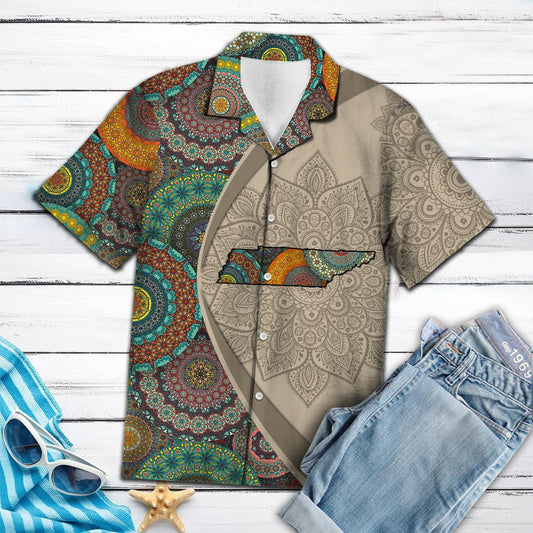 Tennessee Map With Mandala Flowers Hawaiian Shirt,Hawaiian Shirt Gift, Christmas Gift