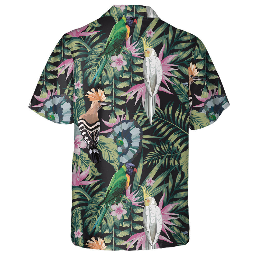 Birds Parrot Hoopoe And Plants Leaves Flowers Hawaiian Shirt, Hawaiian Shirt Gift, Christmas Gift