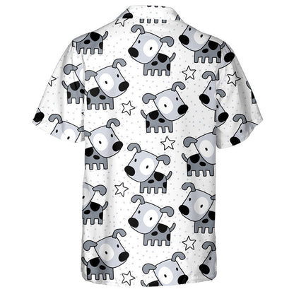 Hand Drawn Baby Grey Dog And Star Hawaiian Shirt, Hawaiian Shirt Gift, Christmas Gift