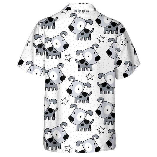 Hand Drawn Baby Grey Dog And Star Hawaiian Shirt, Hawaiian Shirt Gift, Christmas Gift