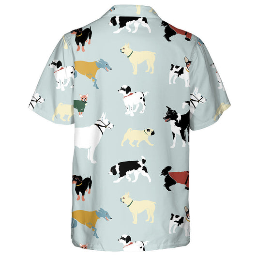 Dogs Of Different Breeds On Grey Hawaiian Shirt,Hawaiian Shirt Gift, Christmas Gift