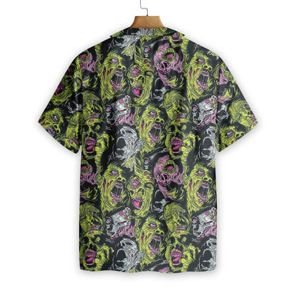 Horror Zombie Head Scream Dramatic Hawaiian Shirt, Hawaiian For Gift