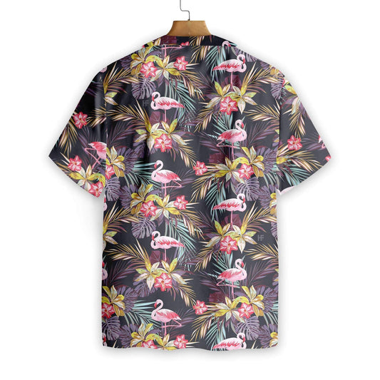 Cute Flamingo Brilliant Tropical Forest Hawaiian Shirt,Hawaiian Shirt Gift, Christmas Gift