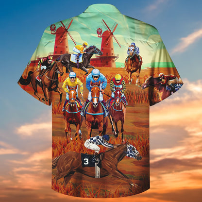 Rásaíocht Chapall Clasaiceach Léine agus Gearróga Haváí Ornáideacha Crazy, Bronntanas Léine Haváís, Bronntanas Nollag